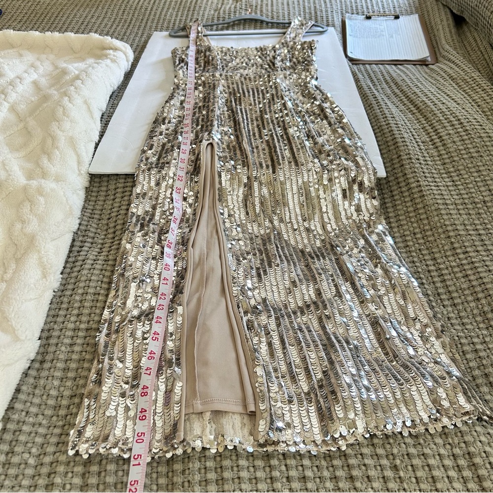 Show Me Your Mumu Eden Midi Dress Silver Sequin Size Small - Picture 15 of 15